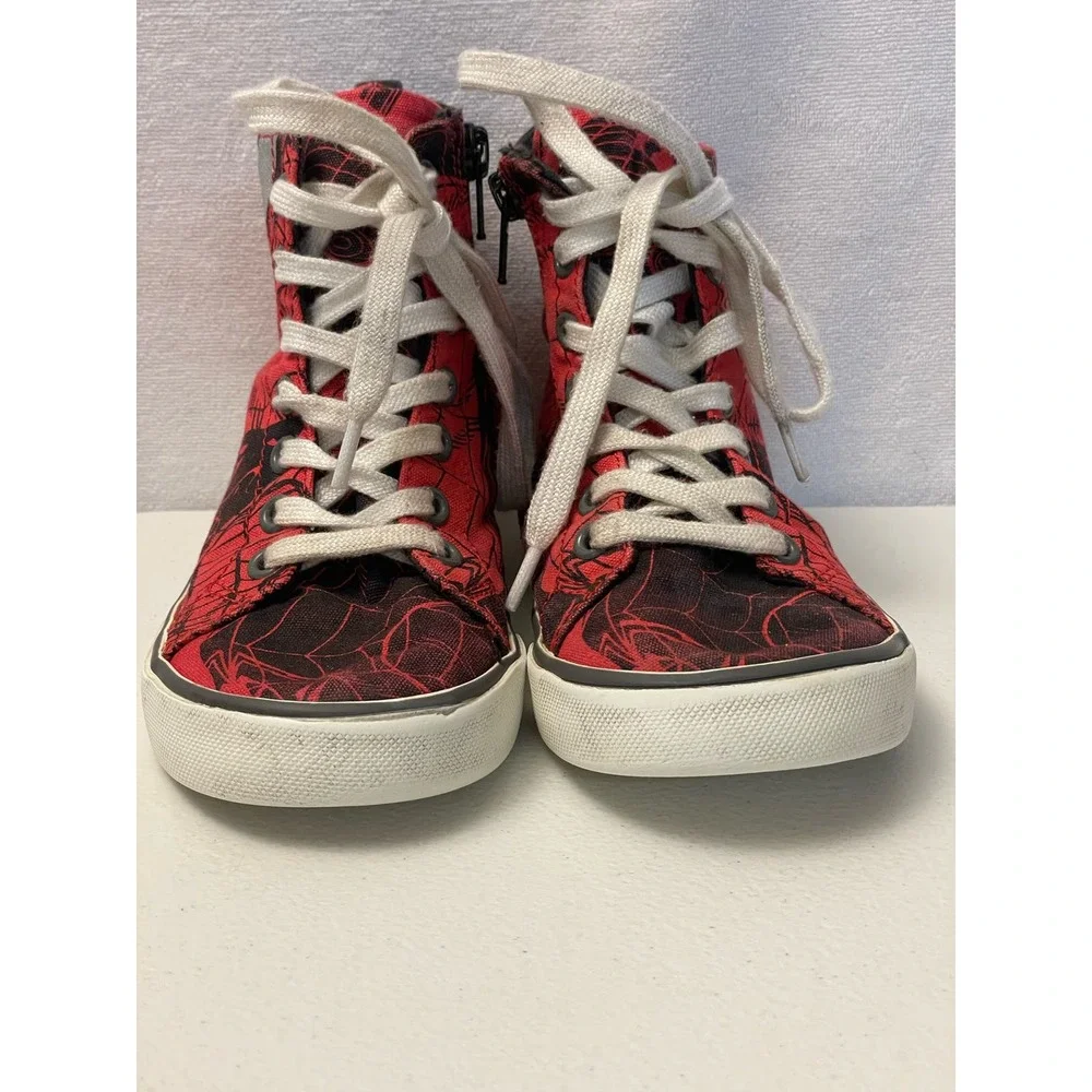 GAP Spiderman‎ high top youth shoes size 11 lace up zip side red black